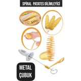 Mikasso Çok Amaçlı Spiral Patates Dilimleyici Cips Yapma Makinesi Aparatı Çubukta Patates Aparatı Plastik