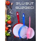 Mikasso Çok Amaçlı Süt Süzgeci 3'lü 14-17-20 cm Pirinç Bakliyat Süzgeci Plastik