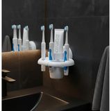 Mikasso Çok Fonksiyonlu Duvara Monte Diş Fırçalık ve Macun Tutucu - Delmesiz Yapışkanlı Banyo Düzenleyici Pl - Çok Renkli