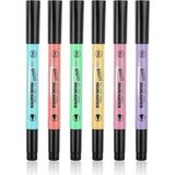 Mikasso Çok Renkli Pastel Highlighter 6 Renk Fosforlu Kalem Seti Çift Taraflı Çok Renkli