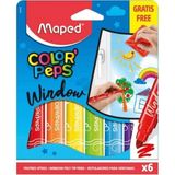 Mikasso Color Peps Keçeli Cam Boyası Kalemi + Fiber Bez 6 Renk 3154148448204 Çok Renkli