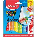 Mikasso Color Peps Keçeli Cam Boyası Kalemi + Fiber Bez 6 Renk 3154148448204 Turuncu - Çok Renkli