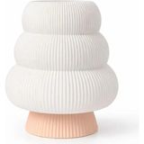 Mikasso Cone Small Dekoratif Bej Abajur Masa Lambası - 20 cm - Komodin ve Yatak Odası Lambası Plastik Bej - Çok Renkli
