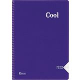 Mikasso Cool 72 Yp. Kareli A4 Plastik Kapak Spiralli Defter Yumuşak Spiralli Kareli 72 Yaprak Büyük Boy Mor - Çok Renkli