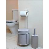 Mikasso Çöp Kovalı Wc Kağıtlık ve Tuvalet Fırça Seti Gri Metal Gri - Çok Renkli