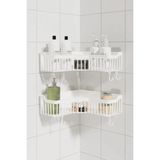 Mikasso Cornera 2’li Yapışkanlı Banyo Köşelik Raf, Duş Şampuanlık Organizer Plastik Beyaz - Çok Renkli