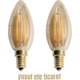 Mikasso CT-4280 Amber Renk Rustik Ampul E14 4W LED Ampül 4 Watt 220 V (2 Adet) - Çok Renkli