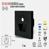 Mikasso CT-5170 1 Watt Siyah Kasa Sensörlü Koridör Armatürü Beyaz - Çok Renkli