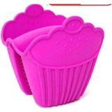 Mikasso Cupcake Desenli Silikon Fırın Eldiveni Asorti Silikon Beyaz