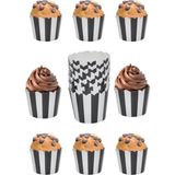 Mikasso Cupcake Kalıbı & Kek Kapsülü & Muffin Kek Kalıbı & 25'li Siyah Beyaz Kek Kalıbı Stoneware Siyah