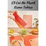 Mikasso Cut Me Plastik 2'li Kesme Tahtası 27-34 cm Kırmızı Plastik Kırmızı