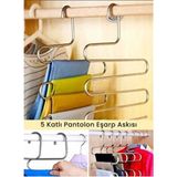 Mikasso Dalian Home 2'li 5 Katlı Metal Pantalon Eşarp Askısı Dolap Içi Düzenleyici Metal Gümüş