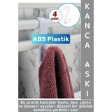 Mikasso Dayanıklı Montajsız Çok Amaçlı Mutfak Banyo Dolap Bez Havlu Çanta Abs Sert Plastik Kanca Askı 4 Adet