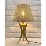 Mikasso Decodelight Eskitme Gold Rustik Burgulu Metal Ayaklı Kristal Taşlı Keten Kumaşlı Abajur Metal Haki - Çok Renkli