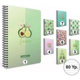 Mikasso Defter A4 80 Yaprak Çizgili Spiralli Avocado Karton Kapak - Sert Spiralli Çizgili Büyük Boy Çok Renk - Çok Renkli