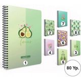 Mikasso Defter A4 80 Yaprak Kareli Spiralli Avocado Karton Kapak - Sert Spiralli Kareli Orta Boy Çok Renkli