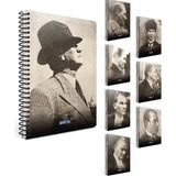 Mikasso Defter A4 Sert Kapak Atatürk 100 Yaprak Kareli Sert Spiralli Kareli 120 Yaprak Büyük Boy Turuncu Oku - Çok Renkli