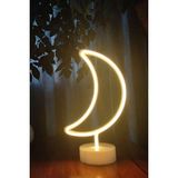 Mikasso Dekoratif Ay Tasarımlı Neon LED Masa ve Gece Lambası Cam Sarı - Çok Renkli