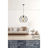 Mikasso Dekoratif Çok Kare Mika Camlı Tel Avize Metal 1 E27 Siyah Salon / Oturma Odası - Çok Renkli