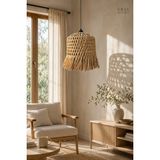 Mikasso Dekoratif Doğal Hasır Avize El Örmesi 46 x 30 cm Salon Balkon Bahçe Hasır 1 E27 Bej Salon / Oturma O - Çok Renkli