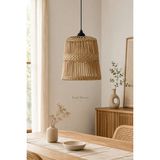 Mikasso Dekoratif El Yapımı Doğal Hasır Sarkıt Avize 26 x 24 cm Hasır 1 E27 Bej Salon / Oturma Odası - Çok Renkli