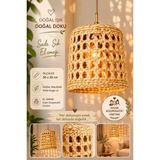 Mikasso Dekoratif Kafes Avize El Örmesi Hasır 30 x 30 cm Hasır 1 E27 Bej Salon / Oturma Odası - Çok Renkli