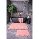 Mikasso Dekoratif Kaymaz Taban Papatya Kesimli Banyo Paspası, Klozet Takımı, 60X100-50X60 cm Polyester Pembe - Çok Renkli
