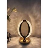 Mikasso Dekoratif Kristal Şarjlı Oval Masa Lambası, Gold LED Abajur, Dokunmatik 3 Renk Modu Metal Altın - Çok Renkli