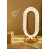 Mikasso Dekoratif Kristal Şarjlı Yılbaşı Masa Lambası, Gold LED Abajur, Dokunmatik 3 Renk Modu Metal Altın - Çok Renkli