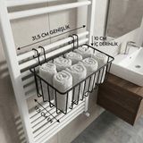 Mikasso Dekoratif Metal Banyo Peteği Havluluk ve Düzenleyici Sepet - Askılı Banyo Havlu Rafı Siyah - Banyo O - Çok Renkli