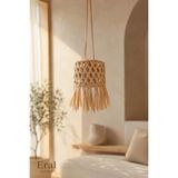 Mikasso Dekoratif Sarkıt El Yapımı Hasır Pinteres Tarz Avize 30 x 25 cm Hasır 1 E27 Bej Salon / Oturma Odası - Çok Renkli