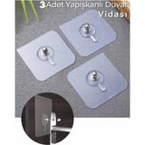 Mikasso Delmeden Asılabilen Yapışkanlı Şeffaf Duvar Askısı – Elbise, Çerçeve, Saat Için 3’lü Kanca Plastik B