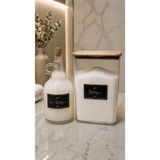 Mikasso Deterjan Kavanozu Seti 2900 ml + 1 Litre | Sıvı ve Toz Deterjan Saklama Kabı | Ahşap Kapaklı Etiketl - Çok Renkli