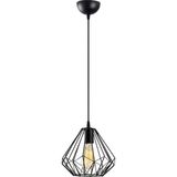 Mikasso Diamond Tekli Tel Sarkıt Avize Pütürlü Siyah, Sarkıt Lamba DIAMOND-S-704 Metal 1 E27 Siyah Salon / O - Çok Renkli