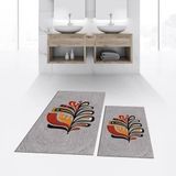 Mikasso Dijital Baskılı Kaymaz Taban Yıkanabilir Ikili Banyo Paspas Klozet Takımı, V-Klozet-27-Gri, Polyeste - Çok Renkli