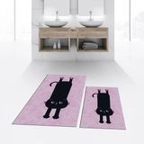 Mikasso Dijital Baskılı Kaymaz Taban Yıkanabilir Ikili Banyo Paspas Klozet Takımı, V-Klozet-39-Pembe, Polyes - Çok Renkli