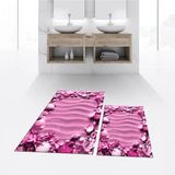 Mikasso Dijital Baskılı Kaymaz Taban Yıkanabilir Ikili Banyo Paspas Klozet Takımı, V-Klozet-47-Pembe, Polyes - Çok Renkli
