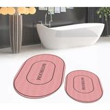 Mikasso Dijital Baskılı Kaymaz Taban Yıkanabilir Oval Ikili Banyo Paspas Klozet Takımı, V-O-Klozet-04-Pembe, - Çok Renkli