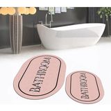 Mikasso Dijital Baskılı Kaymaz Taban Yıkanabilir Oval Ikili Banyo Paspas Klozet Takımı, V-O-Klozet-06-Pembe, - Çok Renkli