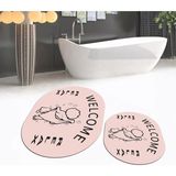 Mikasso Dijital Baskılı Kaymaz Taban Yıkanabilir Oval Ikili Banyo Paspas Klozet Takımı, V-O-Klozet-11-Pembe, - Çok Renkli