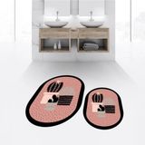Mikasso Dijital Baskılı Kaymaz Taban Yıkanabilir Oval Ikili Banyo Paspas Klozet Takımı, V-O-Klozet-22-Pembe, - Çok Renkli