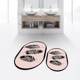 Mikasso Dijital Baskılı Kaymaz Taban Yıkanabilir Oval Ikili Banyo Paspas Klozet Takımı, V-O-Klozet-26-Pembe, - Çok Renkli