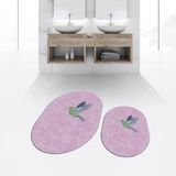 Mikasso Dijital Baskılı Kaymaz Taban Yıkanabilir Oval Ikili Banyo Paspas Klozet Takımı, V-O-Klozet-36-Pembe, - Çok Renkli