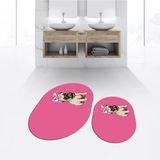 Mikasso Dijital Baskılı Kaymaz Taban Yıkanabilir Oval Ikili Banyo Paspas Klozet Takımı, V-O-Klozet-38-Pembe, - Çok Renkli