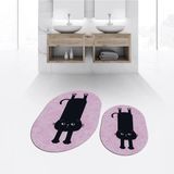 Mikasso Dijital Baskılı Kaymaz Taban Yıkanabilir Oval Ikili Banyo Paspas Klozet Takımı, V-O-Klozet-39-Pembe, - Çok Renkli