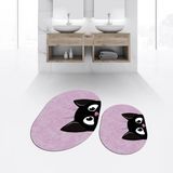 Mikasso Dijital Baskılı Kaymaz Taban Yıkanabilir Oval Ikili Banyo Paspas Klozet Takımı, V-O-Klozet-40-Pembe, - Çok Renkli
