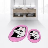 Mikasso Dijital Baskılı Kaymaz Taban Yıkanabilir Oval Ikili Banyo Paspas Klozet Takımı, V-O-Klozet-43-Pembe, - Çok Renkli