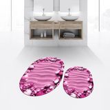 Mikasso Dijital Baskılı Kaymaz Taban Yıkanabilir Oval Ikili Banyo Paspas Klozet Takımı, V-O-Klozet-47-Pembe, - Çok Renkli