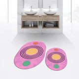 Mikasso Dijital Baskılı Kaymaz Taban Yıkanabilir Oval Ikili Banyo Paspas Klozet Takımı, V-O-Klozet-49-Pembe, - Çok Renkli