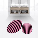 Mikasso Dijital Baskılı Kaymaz Taban Yıkanabilir Oval Ikili Banyo Paspas Klozet Takımı, V-O-Klozet-50-Pembe, - Çok Renkli